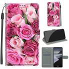 For Nokia 2.4 Voltage Colored Drawing Magnetic Clasp Horizontal Flip PU Leather Case with Holder & Card Slots(C17 Green Leaf Pink Rose) - 1