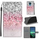 For Nokia 1.4 Voltage Colored Drawing Magnetic Clasp Horizontal Flip PU Leather Case with Holder & Card Slots(C13 Silver Pink Glitter) - 1