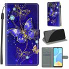 For OPPO A15 / A15s Voltage Coloured Drawing Magnetic Clasp Horizontal Flip PU Leather Case with Holder & Card Slots(C11 Blue Golden Chain Butterflies) - 1