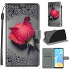 For OPPO A15 / A15s Voltage Coloured Drawing Magnetic Clasp Horizontal Flip PU Leather Case with Holder & Card Slots(C14 Black Water Drop Rose) - 1