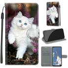 For OPPO A52 / A92 / A72 Voltage Coloured Drawing Magnetic Clasp Horizontal Flip PU Leather Case with Holder & Card Slots(C08 Flower Bush Big White Cat) - 1