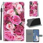 For OPPO A52 / A92 / A72 Voltage Coloured Drawing Magnetic Clasp Horizontal Flip PU Leather Case with Holder & Card Slots(C17 Green Leaf Pink Rose) - 1