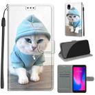 For ZTE A3 2020 Voltage Coloured Drawing Magnetic Clasp Horizontal Flip PU Leather Case with Holder & Card Slots(C15 Blue Sweater White Cat) - 1