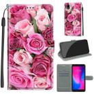 For ZTE A3 2020 Voltage Coloured Drawing Magnetic Clasp Horizontal Flip PU Leather Case with Holder & Card Slots(C17 Green Leaf Pink Rose) - 1