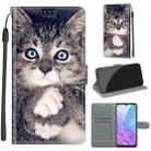 For ZTE Blade 20 Smart Voltage Coloured Drawing Magnetic Clasp Horizontal Flip PU Leather Case with Holder & Card Slots(C02 Fork Hand White Claw Cat) - 1