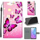 For ZTE Blade 20 Smart Voltage Coloured Drawing Magnetic Clasp Horizontal Flip PU Leather Case with Holder & Card Slots(C03 Gradient Pink Flying Butterflies) - 1