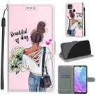 For ZTE Blade 20 Smart Voltage Coloured Drawing Magnetic Clasp Horizontal Flip PU Leather Case with Holder & Card Slots(C09 Hug Flower) - 1