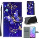 For ZTE Blade 20 Smart Voltage Coloured Drawing Magnetic Clasp Horizontal Flip PU Leather Case with Holder & Card Slots(C11 Blue Golden Chain Butterflies) - 1