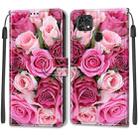 For ZTE Blade 20 Smart Voltage Coloured Drawing Magnetic Clasp Horizontal Flip PU Leather Case with Holder & Card Slots(C17 Green Leaf Pink Rose) - 1