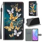 For ZTE Blade 20 Smart Voltage Coloured Drawing Magnetic Clasp Horizontal Flip PU Leather Case with Holder & Card Slots(C20 Gold Silver Flying Butterflies) - 1