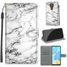 For Motorola Moto E7 Plus/G9 Play/G9 Voltage Coloured Drawing Magnetic Clasp Horizontal Flip PU Leather Case with Holder & Card Slots(C01 White Marble) - 1