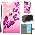 For Motorola Moto E7 Plus/G9 Play/G9 Voltage Coloured Drawing Magnetic Clasp Horizontal Flip PU Leather Case with Holder & Card Slots(C03 Gradient Pink Flying Butterflies) - 1