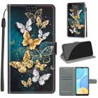 For Motorola Moto E7 Plus/G9 Play/G9 Voltage Coloured Drawing Magnetic Clasp Horizontal Flip PU Leather Case with Holder & Card Slots(C20 Gold Silver Flying Butterflies) - 1