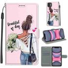 For iPhone 11 Voltage Colored Drawing Magnetic Clasp Horizontal Flip PU Leather Case with Holder & Card Slots (C09 Hug Flower) - 1