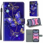 For iPhone 11 Voltage Colored Drawing Magnetic Clasp Horizontal Flip PU Leather Case with Holder & Card Slots (C11 Blue Golden Chain Butterflies) - 1