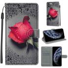 For iPhone 11 Pro Voltage Colored Drawing Magnetic Clasp Horizontal Flip PU Leather Case with Holder & Card Slots (C14 Black Water Drop Rose) - 1