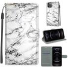 For iPhone 12 / 12 Pro Voltage Colored Drawing Magnetic Clasp Horizontal Flip PU Leather Case with Holder & Card Slots(C01 White Marble) - 1