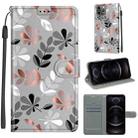 For iPhone 12 / 12 Pro Voltage Colored Drawing Magnetic Clasp Horizontal Flip PU Leather Case with Holder & Card Slots(C19 Material Flower) - 1