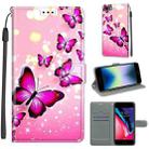 For iPhone SE 2022 / SE 2020 / 8 / 7 Voltage Colored Drawing Magnetic Clasp Horizontal Flip PU Leather Case with Holder & Card Slots(C03 Gradient Pink Flying Butterflies) - 1