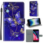 For iPhone SE 2022 / SE 2020 / 8 / 7 Voltage Colored Drawing Magnetic Clasp Horizontal Flip PU Leather Case with Holder & Card Slots(C11 Blue Golden Chain Butterflies) - 1