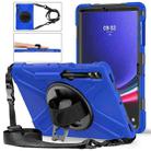 For Samsung Galaxy Tab S7 FE 5G 12.4 T730 Silicone + PC Protective Case with Holder & Shoulder Strap(Blue) - 1