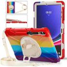 For Samsung Galaxy Tab S7 FE 5G 12.4 T730 Silicone + PC Protective Case with Holder & Shoulder Strap(Colorful Red) - 1