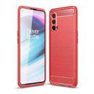 For OnePlus Nord CE 5G Brushed Texture Carbon Fiber TPU Case(Red) - 1