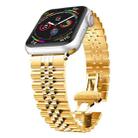 Man Five Beads Stainless Steel Watch Band, Width: 22mm For Apple Watch Series 8&7 41mm / SE 2&6&SE&5&4 40mm / 3&2&1 38mm(Gold) - 1