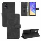 For Vivo V21e 5G Solid Color Skin Feel Magnetic Buckle Horizontal Flip Calf Texture PU Leather Case with Holder & Card Slots & Wallet(Black) - 1