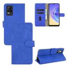 For Vivo V21e 5G Solid Color Skin Feel Magnetic Buckle Horizontal Flip Calf Texture PU Leather Case with Holder & Card Slots & Wallet(Blue) - 1