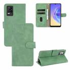 For Vivo V21e 5G Solid Color Skin Feel Magnetic Buckle Horizontal Flip Calf Texture PU Leather Case with Holder & Card Slots & Wallet(Green) - 1