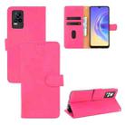 For Vivo V21e 5G Solid Color Skin Feel Magnetic Buckle Horizontal Flip Calf Texture PU Leather Case with Holder & Card Slots & Wallet(Rose Red) - 1