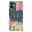 For iPhone 11 Painted Smiley Face Pattern Liquid Silicone Shockproof Case (Dark Green) - 1