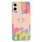 For iPhone 12 Painted Smiley Face Pattern Liquid Silicone Shockproof Case(Pink) - 1