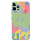 For iPhone 12 Pro Painted Smiley Face Pattern Liquid Silicone Shockproof Case(Green) - 1