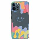 For iPhone 12 Pro Painted Smiley Face Pattern Liquid Silicone Shockproof Case(Dark Green) - 1