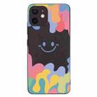 For iPhone 12 mini Painted Smiley Face Pattern Liquid Silicone Shockproof Case (Black) - 1