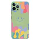 For iPhone 12 Pro Max Painted Smiley Face Pattern Liquid Silicone Shockproof Case(Green) - 1