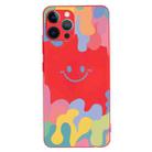 For iPhone 12 Pro Max Painted Smiley Face Pattern Liquid Silicone Shockproof Case(Red) - 1