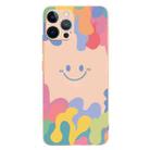 For iPhone 12 Pro Max Painted Smiley Face Pattern Liquid Silicone Shockproof Case(Pink) - 1