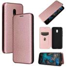 For Nokia C1 Plus Carbon Fiber Texture Horizontal Flip TPU + PC + PU Leather Case with Card Slot(Pink) - 1