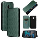 For Nokia C1 Plus Carbon Fiber Texture Horizontal Flip TPU + PC + PU Leather Case with Card Slot(Green) - 1