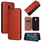 For Nokia C1 Plus Carbon Fiber Texture Horizontal Flip TPU + PC + PU Leather Case with Card Slot(Brown) - 1