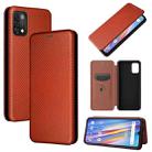 For UMIDIGI A11 Carbon Fiber Texture Horizontal Flip TPU + PC + PU Leather Case with Card Slot(Brown) - 1