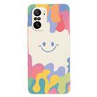 For Xiaomi Redmi K40 / K40 Pro Painted Smiley Face Pattern Liquid Silicone Shockproof Case(White) - 1