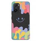 For Xiaomi Redmi K40 / K40 Pro Painted Smiley Face Pattern Liquid Silicone Shockproof Case(Black) - 1