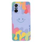 For Xiaomi Redmi K40 Pro+ Painted Smiley Face Pattern Liquid Silicone Shockproof Case(Purple) - 1