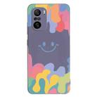 For Xiaomi Redmi K40 Pro+ Painted Smiley Face Pattern Liquid Silicone Shockproof Case(Dark Grey) - 1