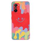 For Xiaomi Redmi K40 Pro+ Painted Smiley Face Pattern Liquid Silicone Shockproof Case(Red) - 1