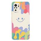 For Xiaomi Redmi Note 10 4G Painted Smiley Face Pattern Liquid Silicone Shockproof Case(White) - 1